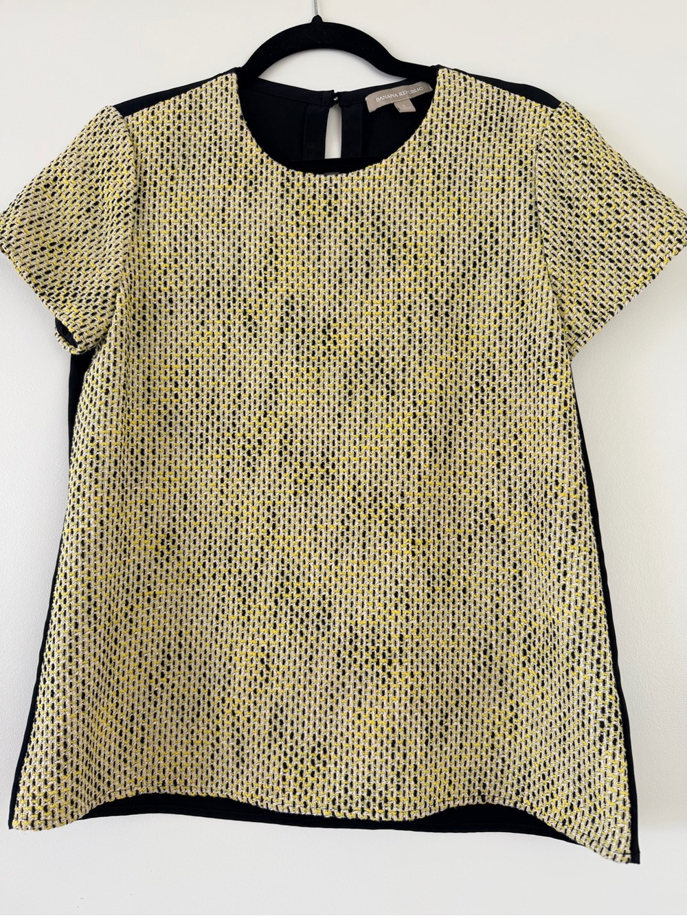 Banana Republic Yellow and Black Tweed Top